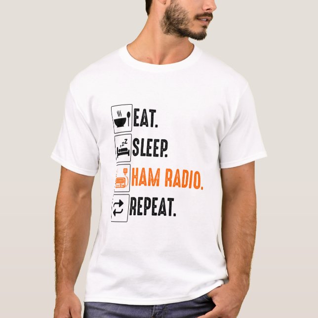 Camiseta Eat Sleep Amateur Ham Radio (Anverso)
