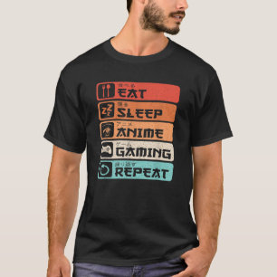 Camiseta Eat Sleep Anime Gaming Repetir Gracioso Video Game