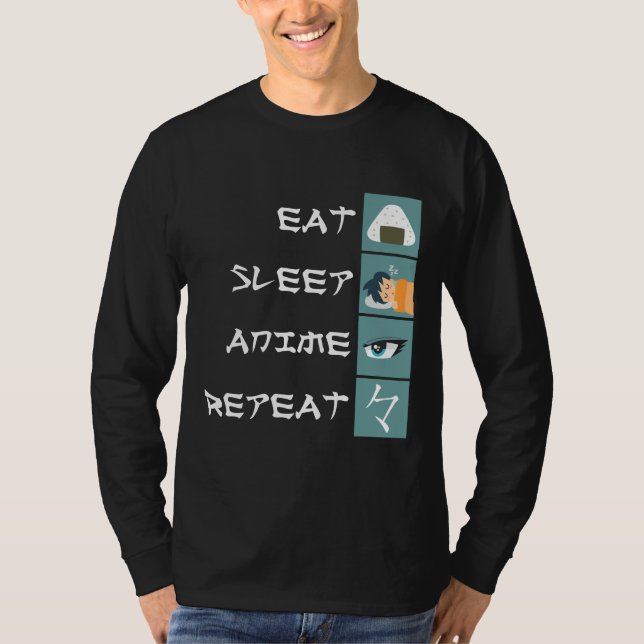 Camiseta Eat Sleep Anime Novedad (Anverso)