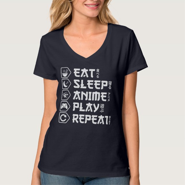 Camiseta Eat Sleep Anime Play Repeat Otaku Anime Lifestyle (Anverso)