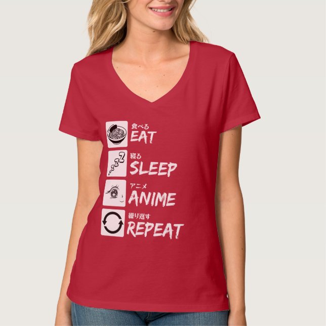 CAMISETA EAT SLEEP ANIME REPEAT (Anverso)