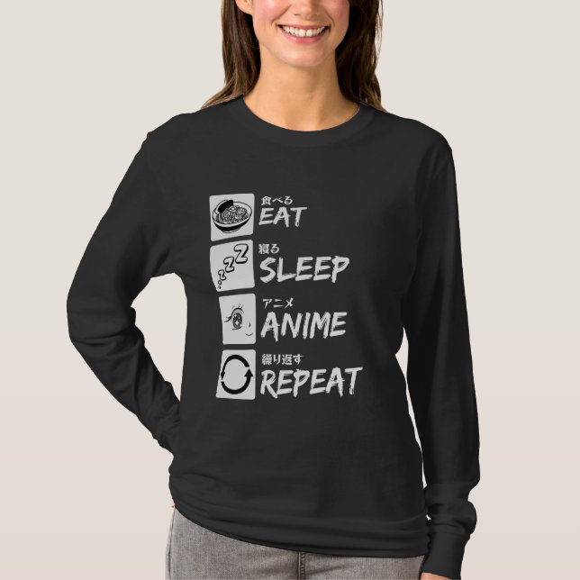 CAMISETA EAT SLEEP ANIME REPEAT (Anverso)