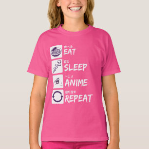 CAMISETA EAT SLEEP ANIME REPEAT