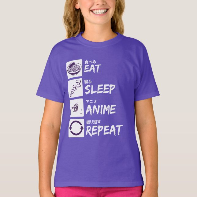 CAMISETA EAT SLEEP ANIME REPEAT (Anverso)