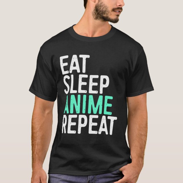 Camiseta Eat Sleep Anime Repeat Hoodie Animación Japonesa L (Anverso)