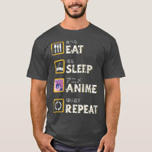 Camiseta Eat Sleep Anime Repeat Kawaii Otaku Manga Japan Fa