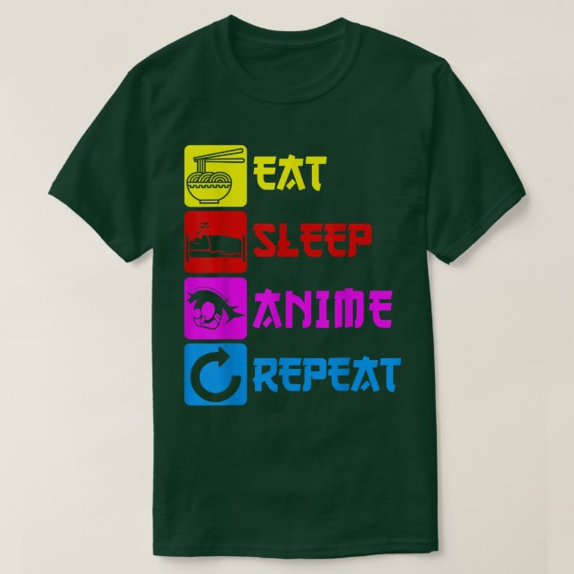 Camiseta Eat Sleep Anime Repeat  Manga Japan Saying Cosplay (Diseño del anverso)