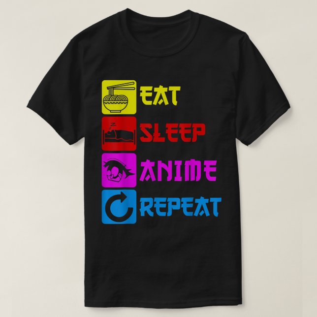 Camiseta Eat Sleep Anime Repeat  Manga Japan Saying Cosplay (Diseño del anverso)