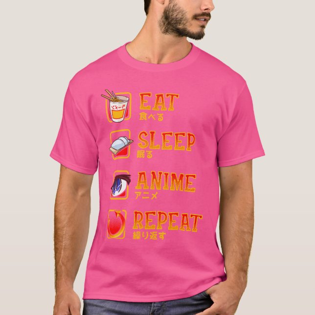 Camiseta Eat Sleep Anime Repeat Ramen Manga Japanese Cospla (Anverso)