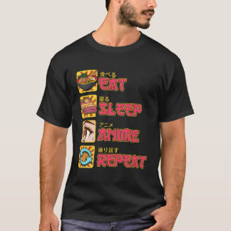 Camiseta Eat Sleep Anime Repetir Anime Manga Chicas de rega