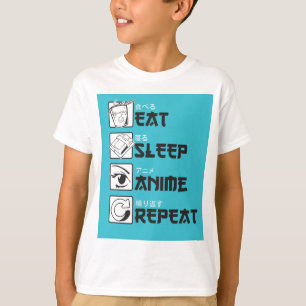 Camiseta Eat Sleep ANIME Repetir el gracioso geek japonés a