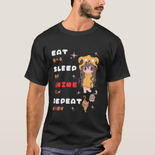 Camiseta Eat Sleep Anime Repetir Kawaii kanji Otaku Manga J