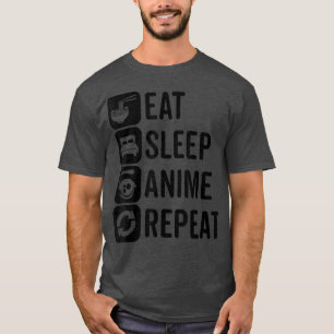 Camiseta Eat Sleep Anime Repetir Otaku Anime Kawaii Aesthet
