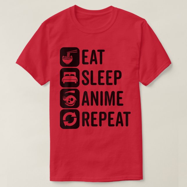 Camiseta Eat Sleep Anime Repetir Otaku Anime Kawaii Aesthet (Diseño del anverso)
