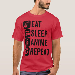 Camiseta Eat Sleep Anime Repetir Otaku Anime Kawaii Aesthet