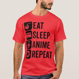 Camiseta Eat Sleep Anime Repetir Otaku Anime Kawaii Aesthet