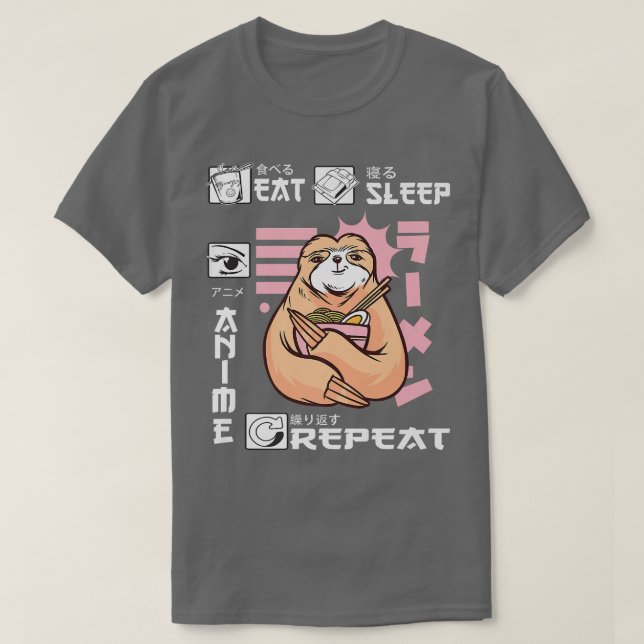 Camiseta Eat Sleep Anime Repetir Slots Japón Ramen Japonés (Diseño del anverso)