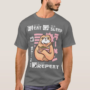 Camiseta Eat Sleep Anime Repetir Slots Japón Ramen Japonés