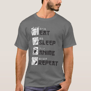 Camiseta Eat Sleep Anime Repita Divertidos amantes del anim