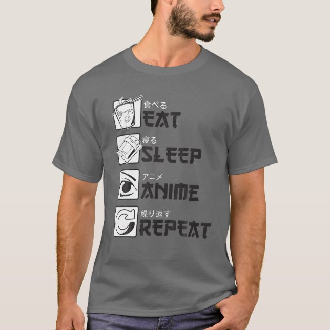 Camiseta Eat Sleep Anime Repita Divertidos amantes del anim (Anverso)