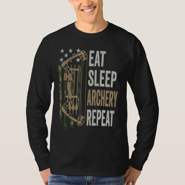 Camiseta Eat Sleep Archery Repeat  Camouflage Bow USA Funny (Anverso)