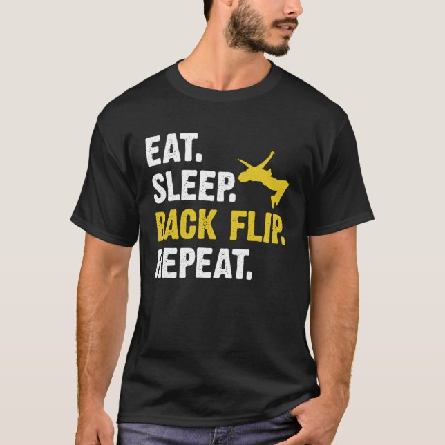 Camiseta Eat Sleep Backflip Repeat  Acrobatic Gymnastics Co (Anverso)