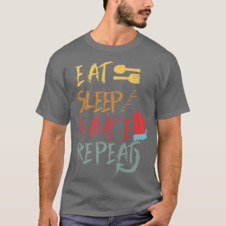 Camiseta eat sleep bake repeat funny cooking baking designs