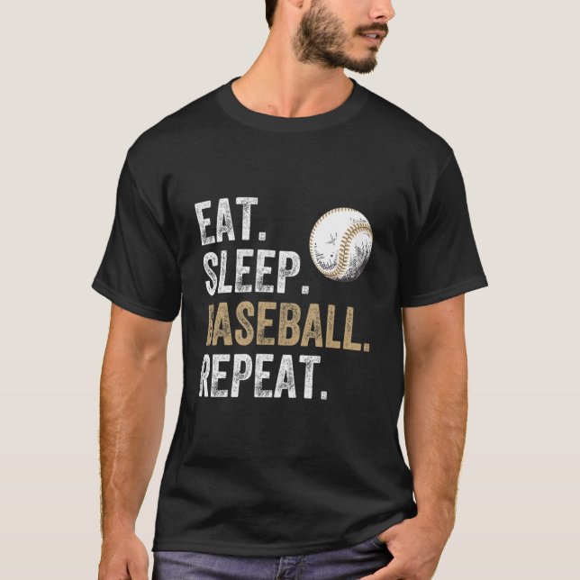 Camiseta Eat Sleep Baseball Repeat Baseball And Player Fan (Anverso)
