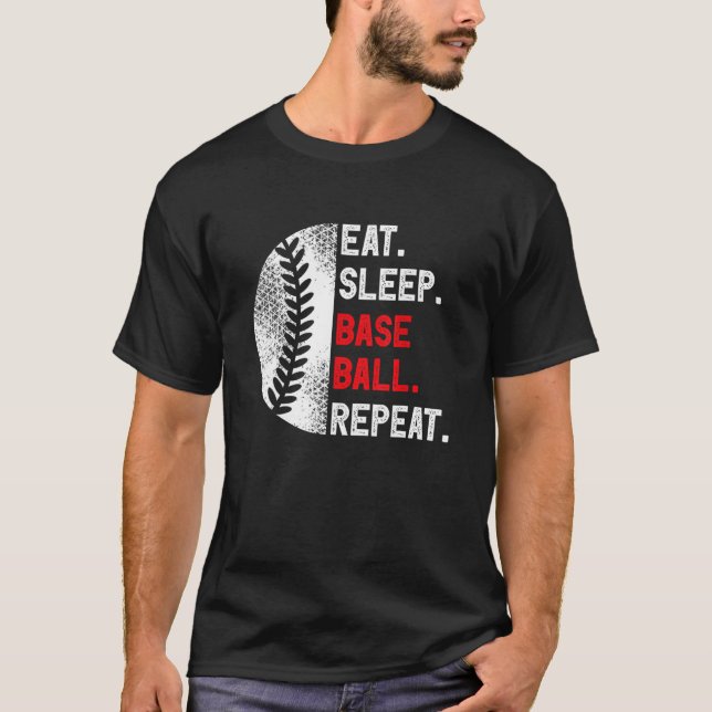 Camiseta Eat Sleep Baseball Repeat Baseball Player  Basebal (Anverso)