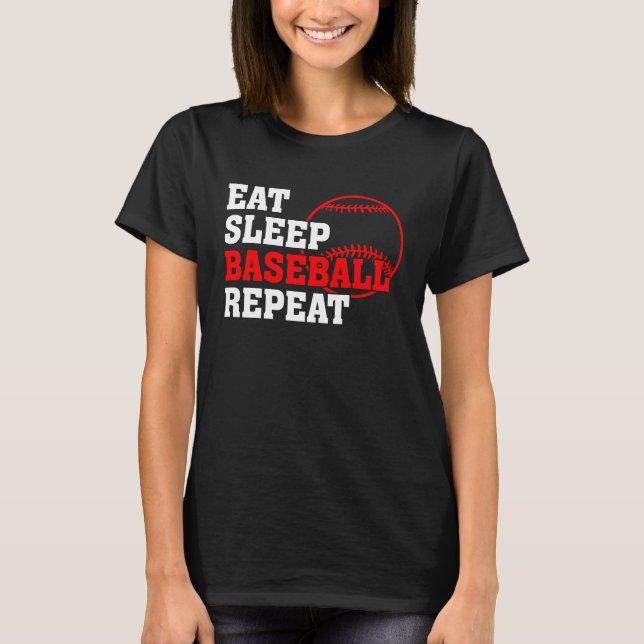 Camiseta Eat Sleep Baseball Repeat Baseball Player  Basebal (Anverso)