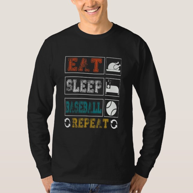Camiseta Eat Sleep Baseball Repeat Baseball Player  Basebal (Anverso)