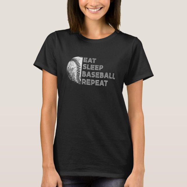 Camiseta Eat Sleep Baseball Repeat Baseball Player  Basebal (Anverso)