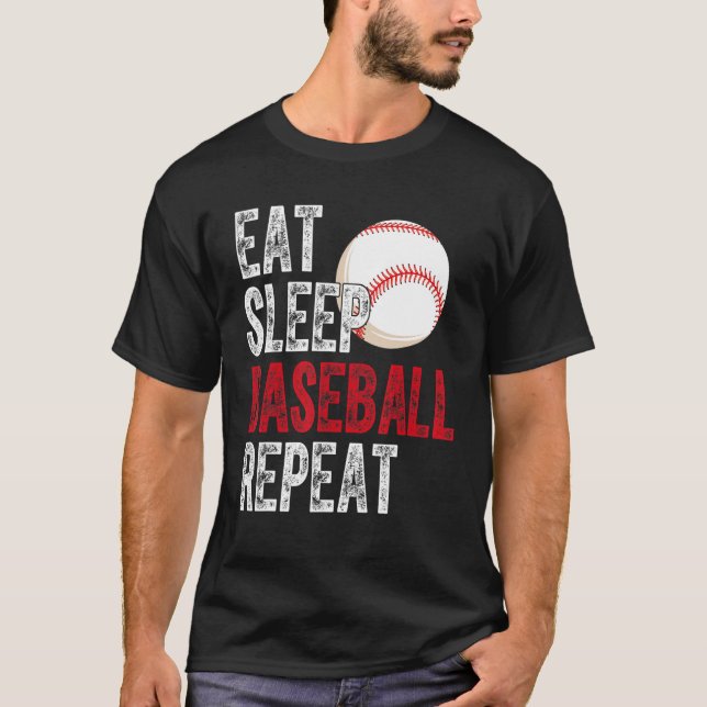 Camiseta Eat Sleep Baseball Repeat Baseball Player  Basebal (Anverso)