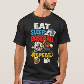 Camiseta Eat Sleep Baseball Repeat Funny