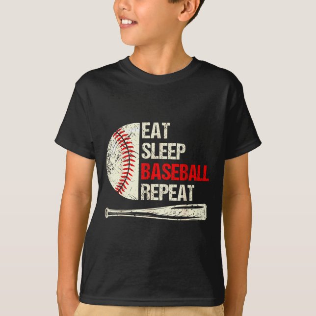 Camiseta Eat Sleep Baseball Repeat Funny Baseball Player  (Anverso)