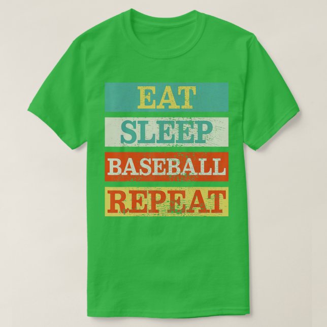 Camiseta Eat Sleep Baseball Repeat Player Funny Retro Vinta (Diseño del anverso)