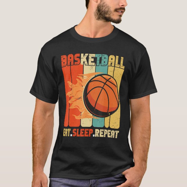 Camiseta Eat Sleep Basketball Repeat Basketball Sports Men  (Anverso)