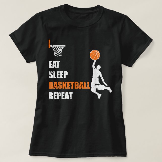 Camiseta Eat Sleep Basketball Repetir a los niños de balonc (Diseño del anverso)