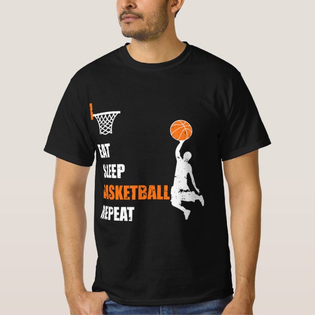 Camiseta Eat Sleep Basketball Repetir a los niños de balonc (Anverso)