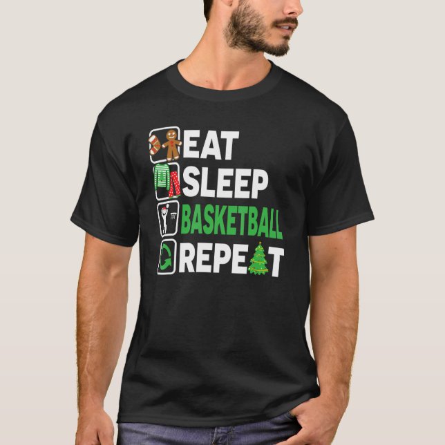 Camiseta Eat Sleep Basketball Repetir Navidades Pajama Adol (Anverso)