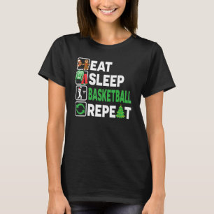 Camiseta Eat Sleep Basketball Repetir Navidades Pajama Adol