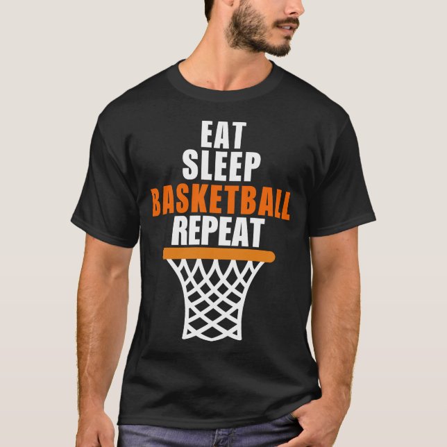 Camiseta Eat Sleep Basketball Repetir para los hinchas de b (Anverso)
