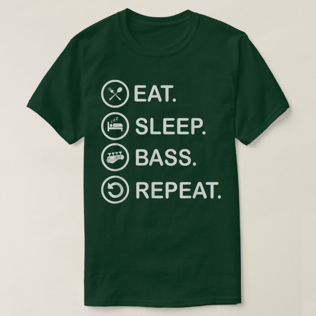 Camiseta Eat Sleep Bass Repetir Funny Bass Guitar 666 (Diseño del anverso)
