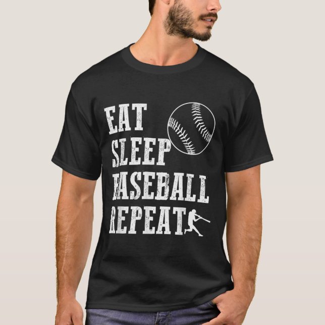 Camiseta Eat Sleep Béisbol Repetir Batter Life Srts Hustle (Anverso)