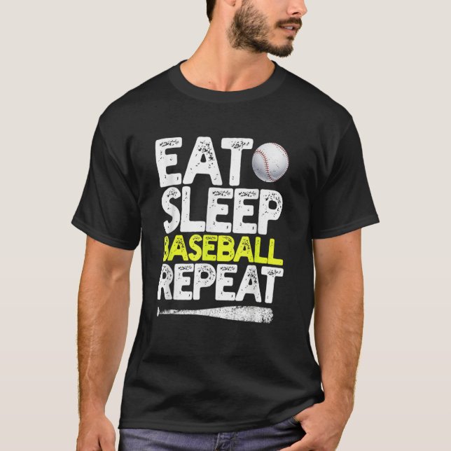 Camiseta Eat Sleep Béisbol Repetir el béisbol Catcher Pitch (Anverso)