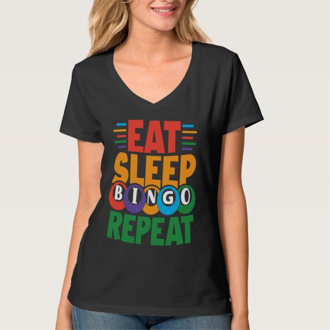 Camiseta Eat Sleep BINGO Repeat Lucky Bingo Gambling Bingo (Anverso)