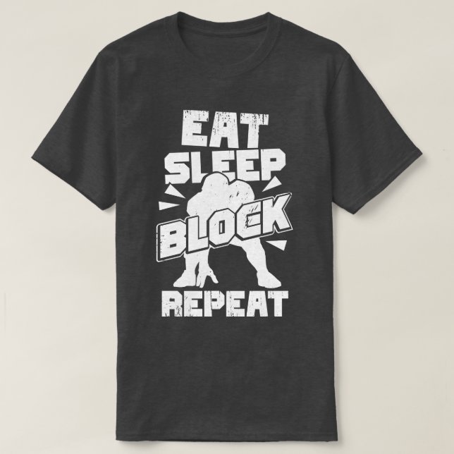 Camiseta Eat Sleep Block Repeat Offensive Lineman Gift  (Diseño del anverso)