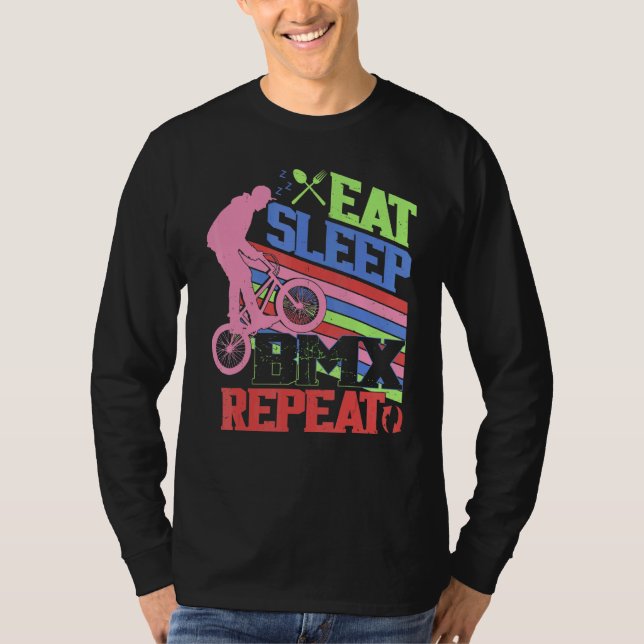 Camiseta Eat Sleep BMX Repeat  BMX Rider Bicycle Motocross (Anverso)