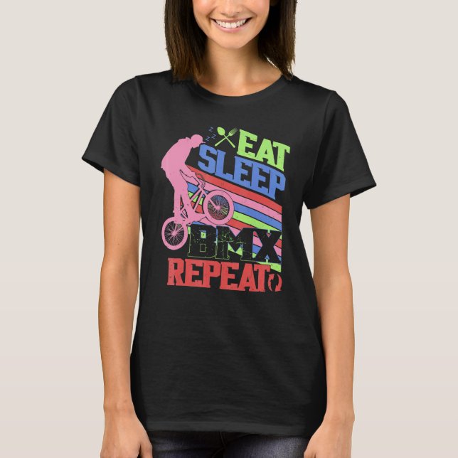 Camiseta Eat Sleep BMX Repeat  BMX Rider Bicycle Motocross (Anverso)