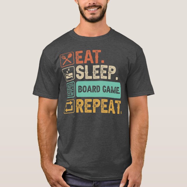 Camiseta Eat Sleep Board Games Repeat  (Anverso)